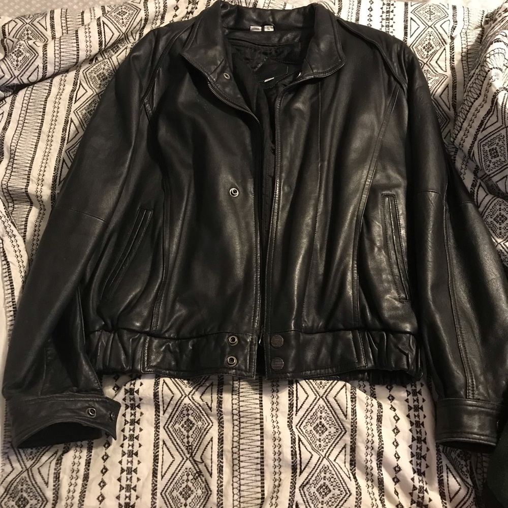 Black vintage leather jacket